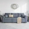 188 cm 2-Seater Faux Leather Pull-out Sleeper Sofa with Storage and Side Pockets – Deep Gray Full