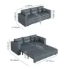 188 cm 2-Seater Faux Leather Pull-out Sleeper Sofa with Storage and Side Pockets – Deep Gray Full
