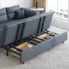 188 cm 2-Seater Faux Leather Pull-out Sleeper Sofa with Storage and Side Pockets – Deep Gray Full