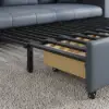 188 cm 2-Seater Faux Leather Pull-out Sleeper Sofa with Storage and Side Pockets – Deep Gray Full