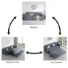 188 cm 2-Seater Faux Leather Pull-out Sleeper Sofa with Storage and Side Pockets – Deep Gray Full