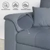 188 cm 2-Seater Faux Leather Pull-out Sleeper Sofa with Storage and Side Pockets – Deep Gray Full