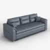 188 cm 2-Seater Faux Leather Pull-out Sleeper Sofa with Storage and Side Pockets – Deep Gray Full