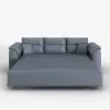 188 cm 2-Seater Faux Leather Pull-out Sleeper Sofa with Storage and Side Pockets – Deep Gray Full