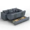 188 cm 2-Seater Faux Leather Pull-out Sleeper Sofa with Storage and Side Pockets – Deep Gray Full