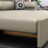 188 cm 2-Seater Faux Leather Pull-out Sleeper Sofa with Storage and Side Pockets – Beige Full Convertible