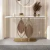 100 cm White Accent Console Table with Sintered Stone Top