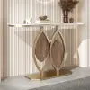 100 cm White Accent Console Table with Sintered Stone Top