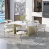 Modern White Dining Room Chair Velvet Upholstered Curved Back with Gold Metal Leg