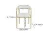Modern White Dining Room Chair Velvet Upholstered Curved Back with Gold Metal Leg