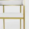 Modern White Dining Room Chair Velvet Upholstered Curved Back with Gold Metal Leg