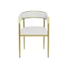 Modern White Dining Room Chair Velvet Upholstered Curved Back with Gold Metal Leg