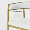 Modern White Dining Room Chair Velvet Upholstered Curved Back with Gold Metal Leg