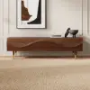Picture of Lake Mid Century TV Stand with Wavy Design Walnut Storage Drawers for TVs Up to 1905mm