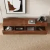Picture of Lake Mid Century TV Stand with Wavy Design Walnut Storage Drawers for TVs Up to 1905mm