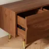 Picture of Lake Mid Century TV Stand with Wavy Design Walnut Storage Drawers for TVs Up to 1905mm