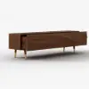 Picture of Lake Mid Century TV Stand with Wavy Design Walnut Storage Drawers for TVs Up to 1905mm