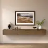 Picture of Mid Century Floating Wood TV Stand Unit in Walnut with 3 Drawers for TVs Up to 2159mm