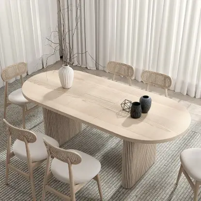 Fluve 160 - 200 cm Extendable Oval Whitewash Dining Table, Seats 4-6