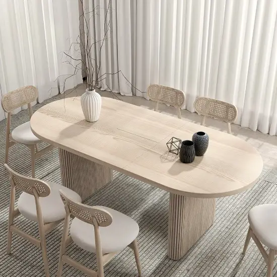 Fluve 160 - 200 cm Extendable Oval Whitewash Dining Table, Seats 4-6