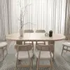 Fluve 160 - 200 cm Extendable Oval Whitewash Dining Table, Seats 4-6