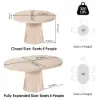 Japandi Extendable Dining Table 100 - 140 cm Whitewash 6-Seater Oval&Round Table
