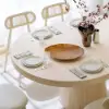 Japandi Extendable Dining Table 100 - 140 cm Whitewash 6-Seater Oval&Round Table