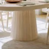 Japandi Extendable Dining Table 100 - 140 cm Whitewash 6-Seater Oval&Round Table