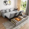 2108 cm Queen Cotton & Linen Pull-out Sofa Bed with Storage
