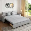 2108 cm Queen Cotton & Linen Pull-out Sofa Bed with Storage