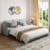 2108 cm Queen Cotton & Linen Pull-out Sofa Bed with Storage