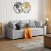2108 cm Queen Cotton & Linen Pull-out Sofa Bed with Storage