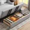 2108 cm Queen Cotton & Linen Pull-out Sofa Bed with Storage