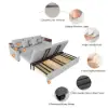 2108 cm Queen Cotton & Linen Pull-out Sofa Bed with Storage