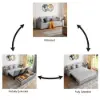 2108 cm Queen Cotton & Linen Pull-out Sofa Bed with Storage