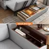 2108 cm Queen Cotton & Linen Pull-out Sofa Bed with Storage