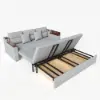 2108 cm Queen Cotton & Linen Pull-out Sofa Bed with Storage
