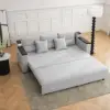 2108 cm Queen Cotton & Linen Pull-out Sofa Bed with Storage