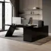 Modern 1803 mm L-Shaped Black Executive Desk with Left Hand Return