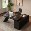 Modern 1803 mm L-Shaped Black Executive Desk with Left Hand Return