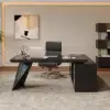 Modern 1803 mm L-Shaped Black Executive Desk with Left Hand Return