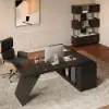 Modern 1803 mm L-Shaped Black Executive Desk with Left Hand Return