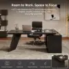 Modern 1803 mm L-Shaped Black Executive Desk with Left Hand Return