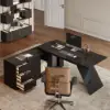 Modern 1803 mm L-Shaped Black Executive Desk with Left Hand Return