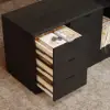 Modern 1803 mm L-Shaped Black Executive Desk with Left Hand Return