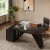 Modern 180 cm L-Shaped Black Executive Desk with Right Hand Return