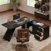 Modern 180 cm L-Shaped Black Executive Desk with Right Hand Return