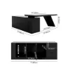 Modern 180 cm L-Shaped Black Executive Desk with Right Hand Return