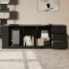 Modern 180 cm L-Shaped Black Executive Desk with Right Hand Return