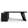 Modern 180 cm L-Shaped Black Executive Desk with Right Hand Return